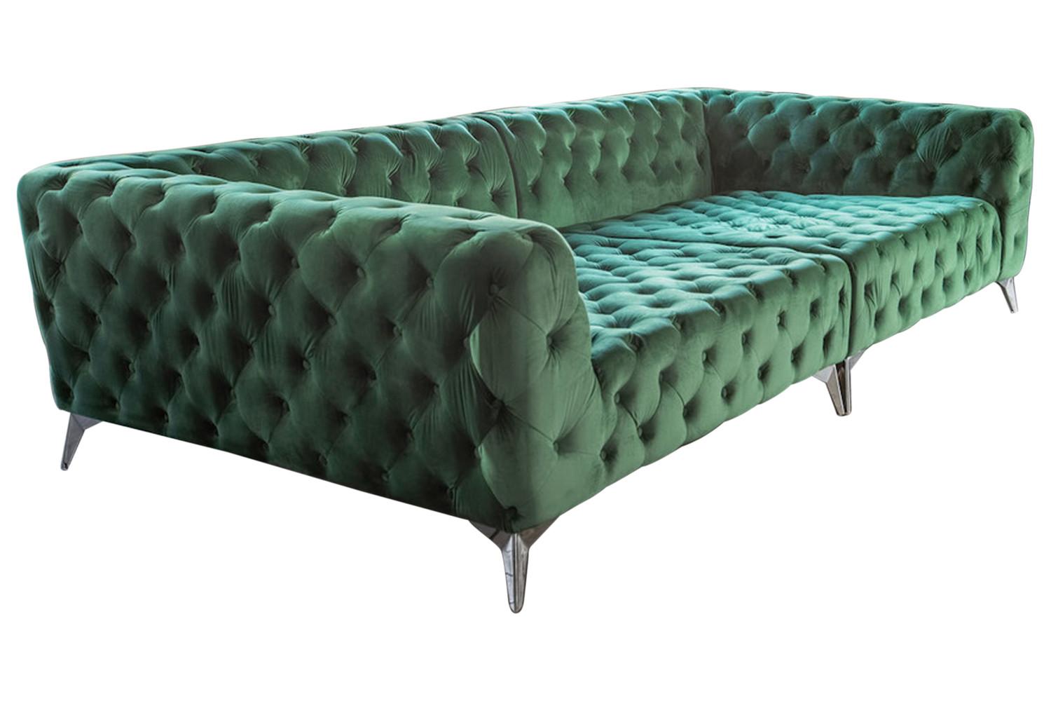 BIG SOFA NARLA Grün Velvet - Silberfarben/Grün, Textil (280/70/140cm) - KAWOLA