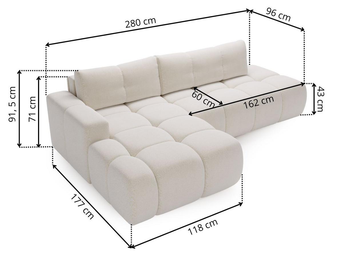 ECKSOFA Montero Bouclé-Stoff Braun Links - Braun, Holz/Textil (280/177cm) - Graingold