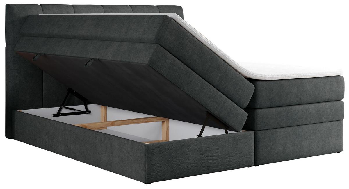 BOXSPRINGBETT ALVIN KING 160/200 Dunkelgrau Struktur - H4 - Dunkelgrau, Holz/Textil (160/200cm) - MKS