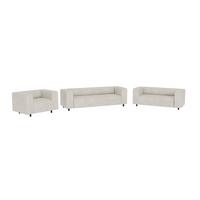 SITZGARNITUR 3+2+1 Tove Beige Cord - Beige/Schwarz, Holz/Kunststoff (175/65/80cm) - S-Style Möbel