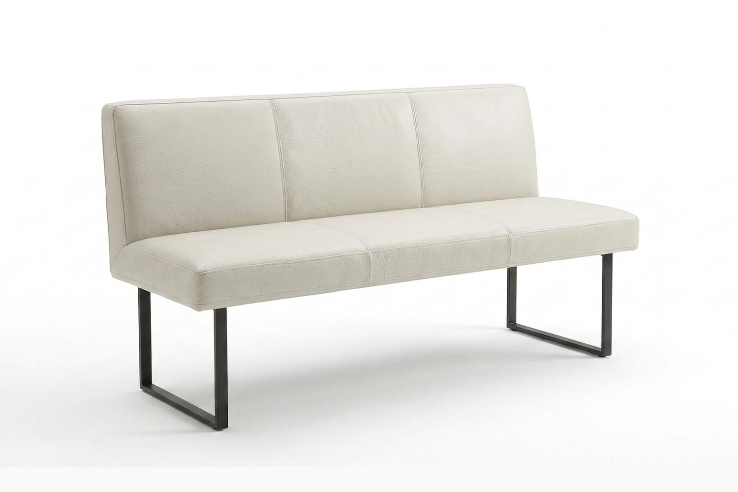 ESSZIMMERBANK ELEEN Hellgrau Leder - Hellgrau, Leder (163/85/69cm) - KAWOLA