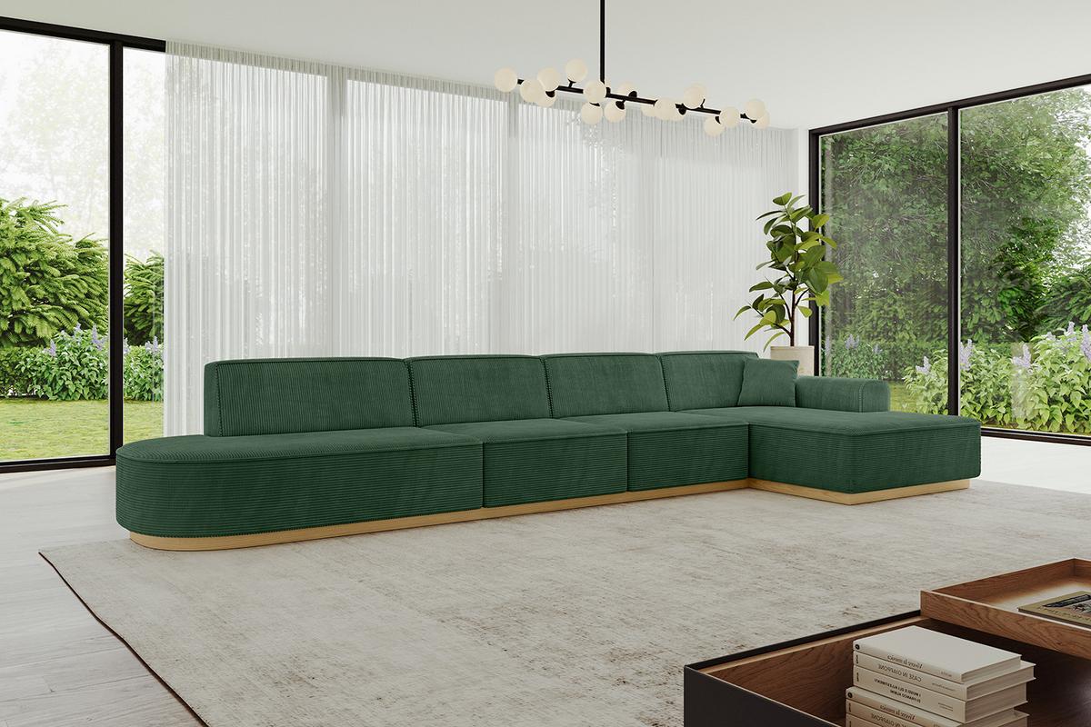 ECKSOFA Ottomane Rechts IREA-L3-v2 - 412x165x80 cm Grün - Currygelb, Holzwerkstoff/Textil (412/165cm) - ALTDECOR
