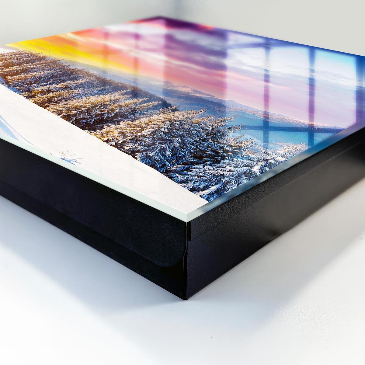 SCHLÜSSELBOX Schwarz 30x30 cm- Türöffnung nach rechts - Wintersonnenuntergang - Lila, Metall (30/30/5cm) - TULUP