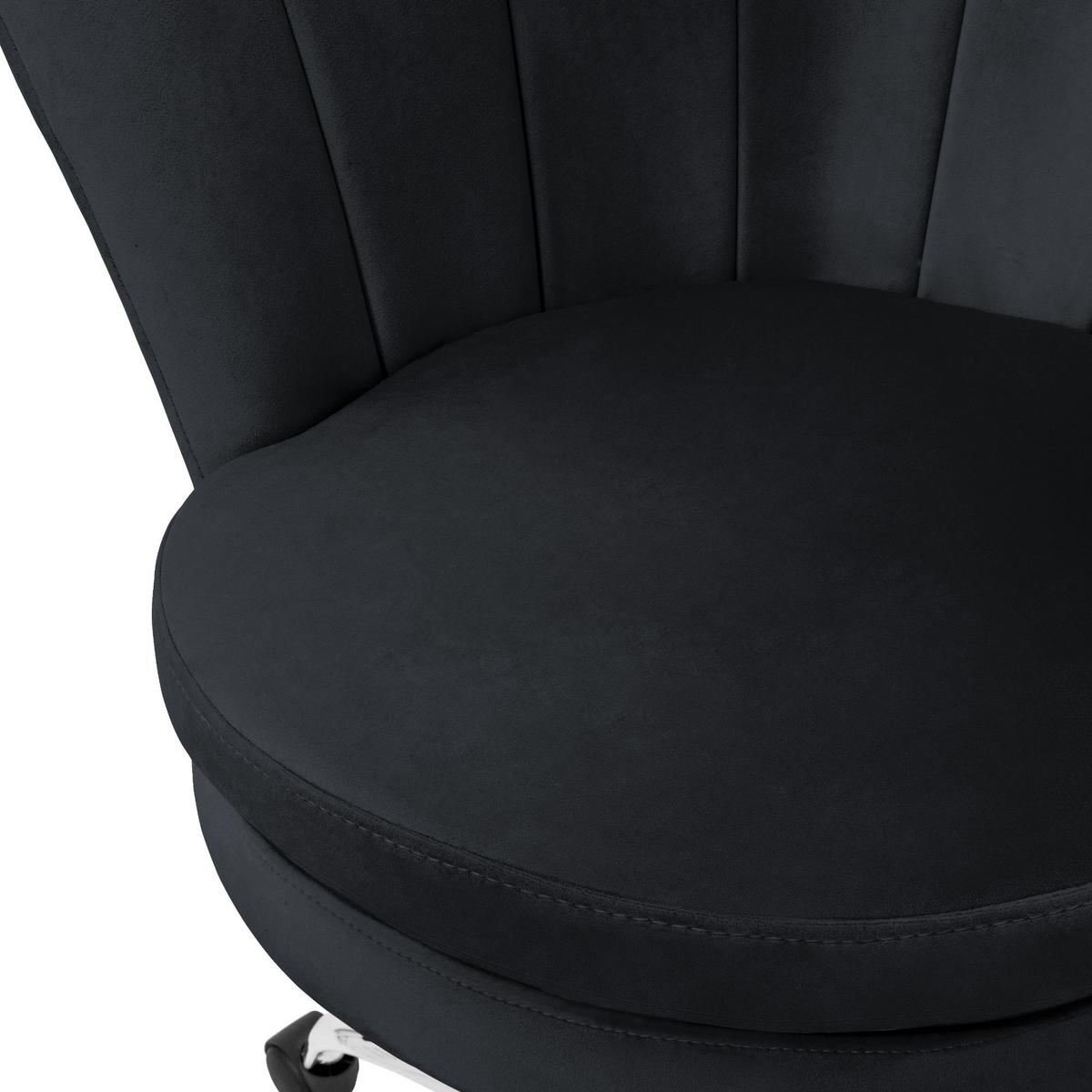 BÜROSTUHL Samt Schwarz - Schwarz, Metall (68/90/68cm) - ML-DESIGN