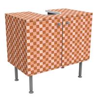 WASCHBECKENUNTERSCHRANK Retro Schachmuster Terrakotta 60/55/35 cm - Rot, Holzwerkstoff (60/55/35cm) - Bilderwelten