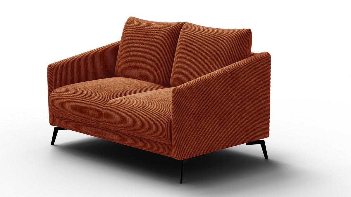 SOFA VILT 2-Sitzer, orange - Schwarz/Orange, Holzwerkstoff/Textil (142/89/94cm) - Wozimo