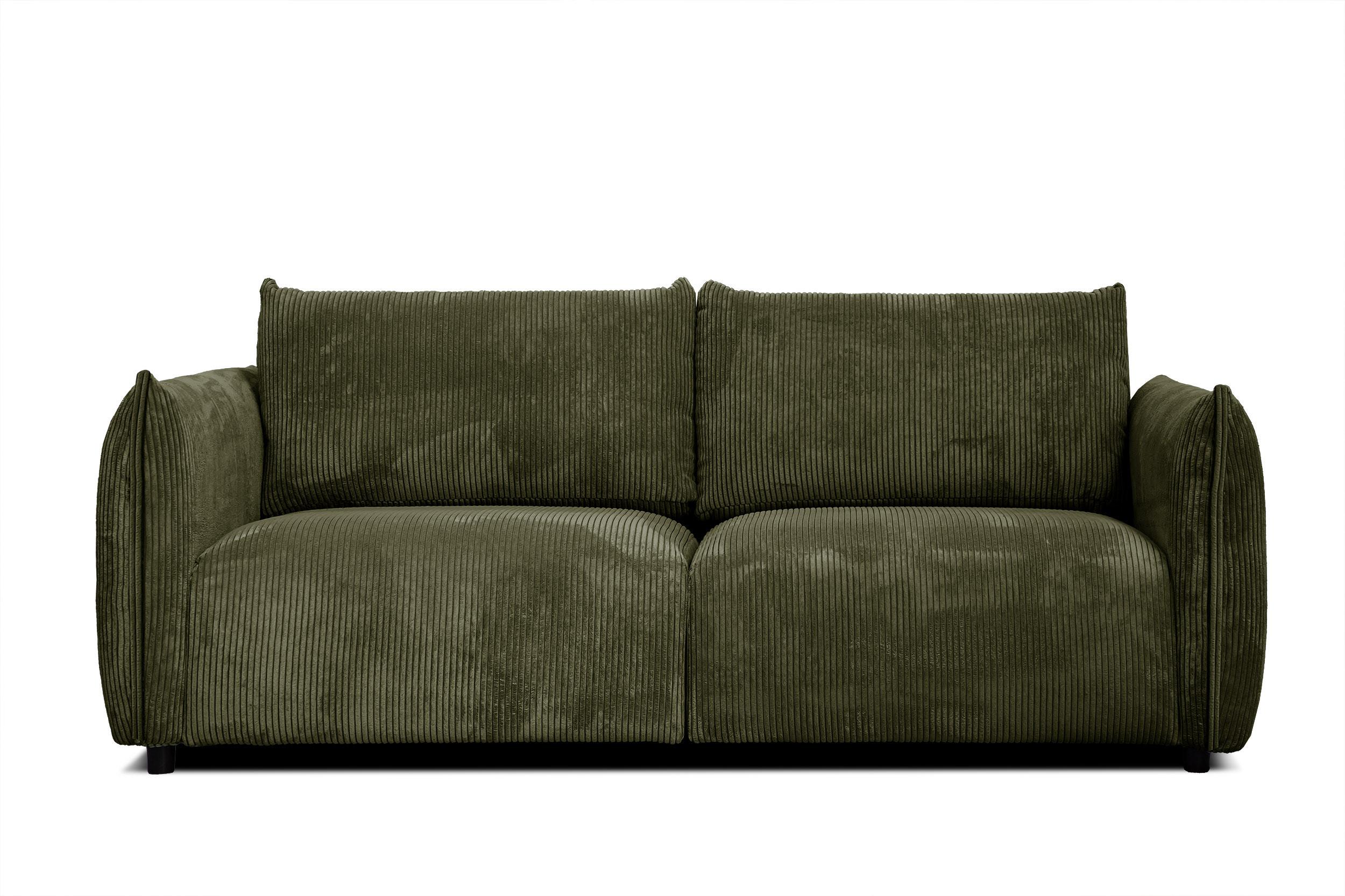 SOFA TAUER 3-Sitzer, olivgrün - Schwarz/Olivgrün, Holzwerkstoff/Kunststoff (112/84/206cm) - Wozimo