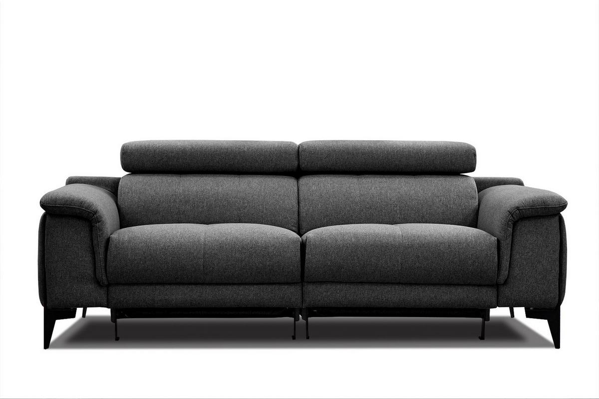 RELAXSOFA MATERA 3-Sitzer mit 2 Relaxfunktionen, schwarz - Schwarz, Holzwerkstoff/Textil (212/82/103cm) - Wozimo