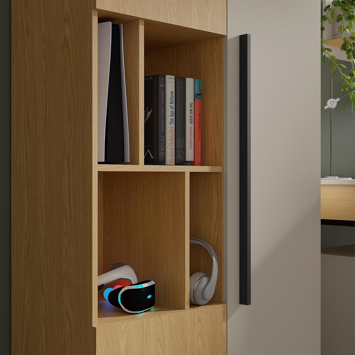BÜCHERREGAL Largo mit 2 Türen und offenen Fächern, für Jugendzimmer, 45 cm, Frühlings-Eiche - Eichefarben, Holzwerkstoff (45/195/40cm) - Beautysofa