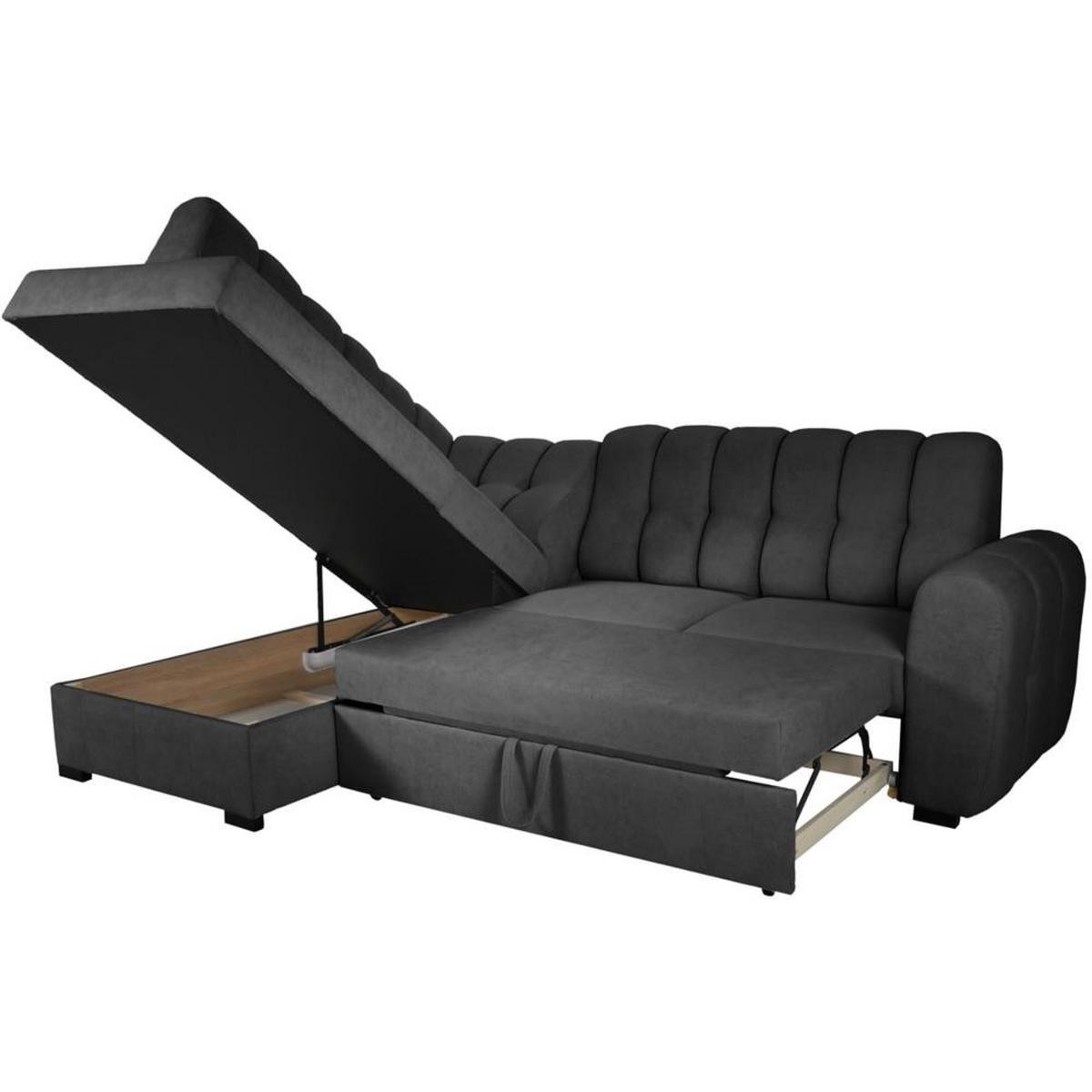 ECKSCHLAFSOFA Zoja links schwarz - Schwarz, Textil (261/193cm) - Beautysofa