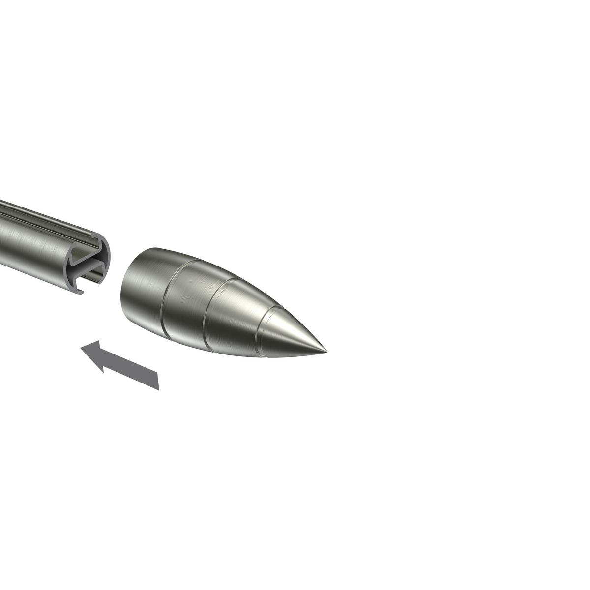 ENDSTÜCKE FÜR GARDINENSTANGEN 20 mm Ø, Samanto Edelstahl-Optik, Packung 2 Stück - Edelstahlfarben, Metall (6.4/2.9/2.9cm) - INTERDECO