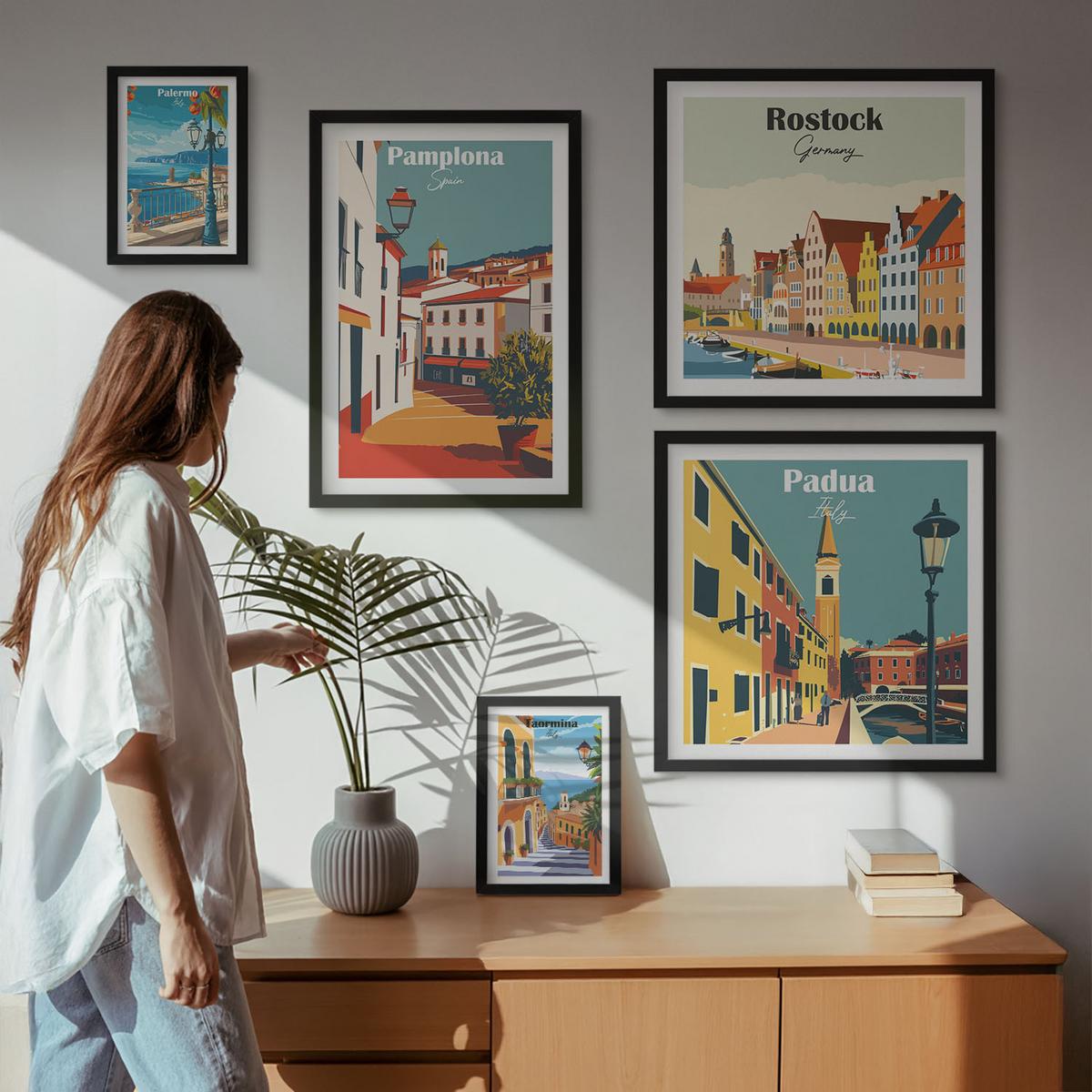 BILDER SET 5er Set - 50x50 cm & 20x30 cm & 40x60 cm Schwarzer Rahmen - Architektur der Küstenstädte - Schwarz, Kunststoff (40/60cm) - TULUP