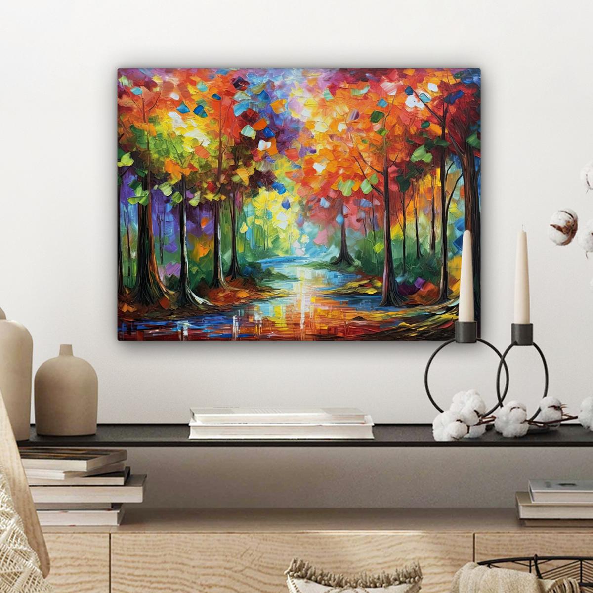 LEINWANDBILD Landschaft - Wald - Farben - Natur Wandbild 40x30 cm - Multicolor, Textil (40/30cm) - MuchoWow