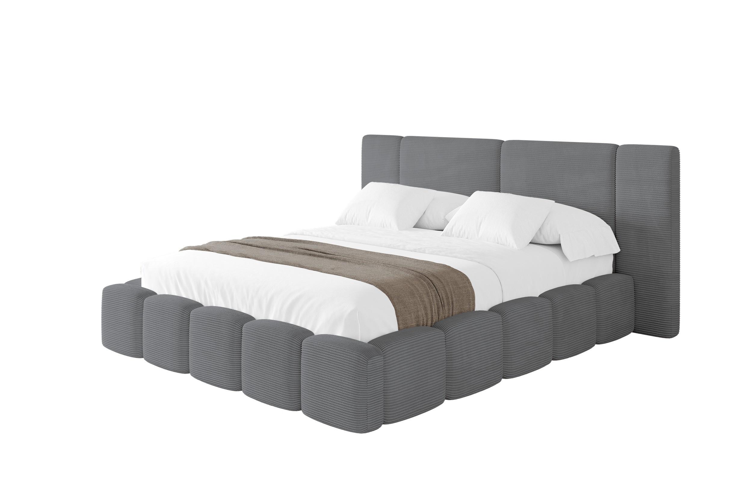 POLSTERBETT mit Bettkasten und Lattenrost, Bett mit Matratze H3/H4 - NILO 120x200 Dunkelgrau - Graphitfarben, Holzwerkstoff/Textil (120/200cm) - ALTDECOR