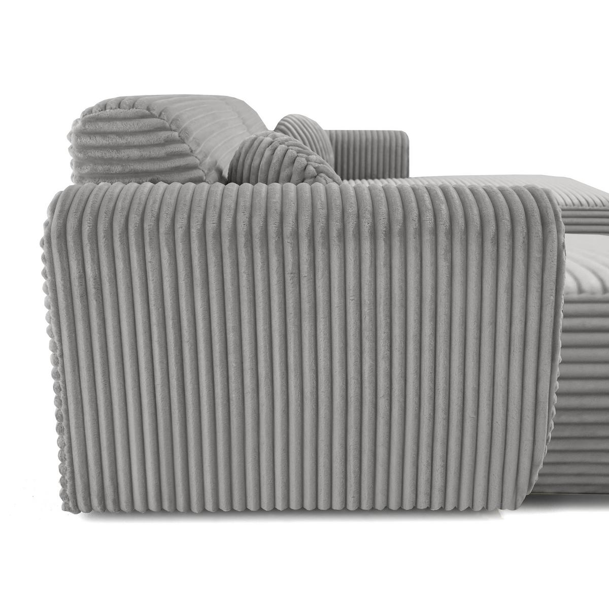 WOHNLANDSCHAFT Puerto U ohne Schlaffunktion, Hellgrau, Cordstoff - Hellgrau/Schwarz, Holzwerkstoff (363/76/170cm) - Beautysofa