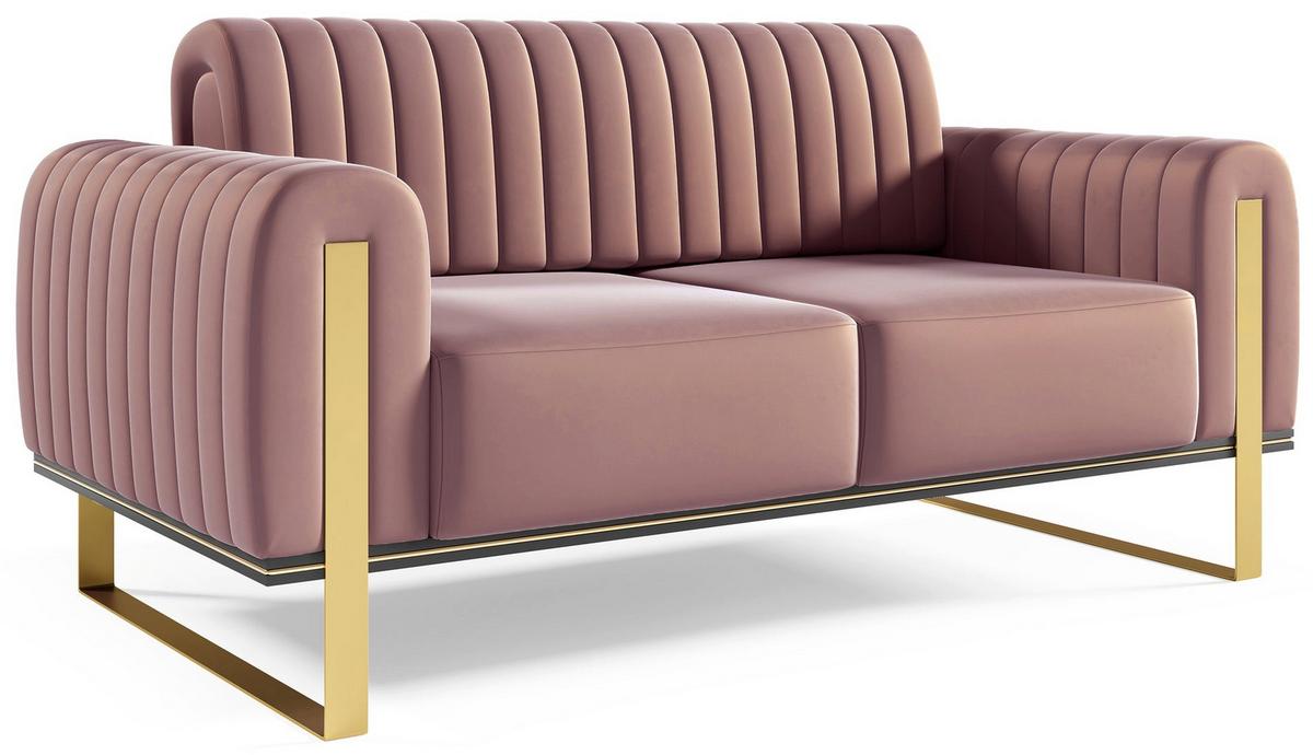 SOFA Parissa 164 cm - Pink/Goldfarben, Textil/Metall (164/79/92cm) - Selsey