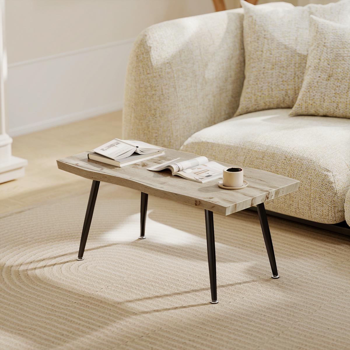 COUCHTISCH aus MDF Stahl Eiche - Eichefarben/Schwarz, Holzwerkstoff/Metall (100/50/45cm) - HOMCOM