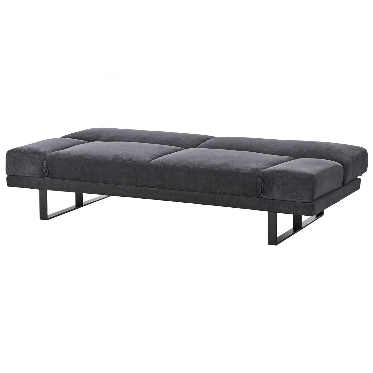 SCHLAFSOFA 2-Sitzer Chenillegewebe Schwarz York - Schwarz, Textil (190/81/89cm) - Beliani