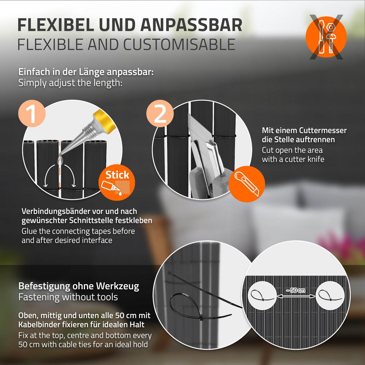 PVC SICHTSCHUTZMATTE 140 x 700 cm Anthrazit - Anthrazit, Kunststoff (700/140cm)