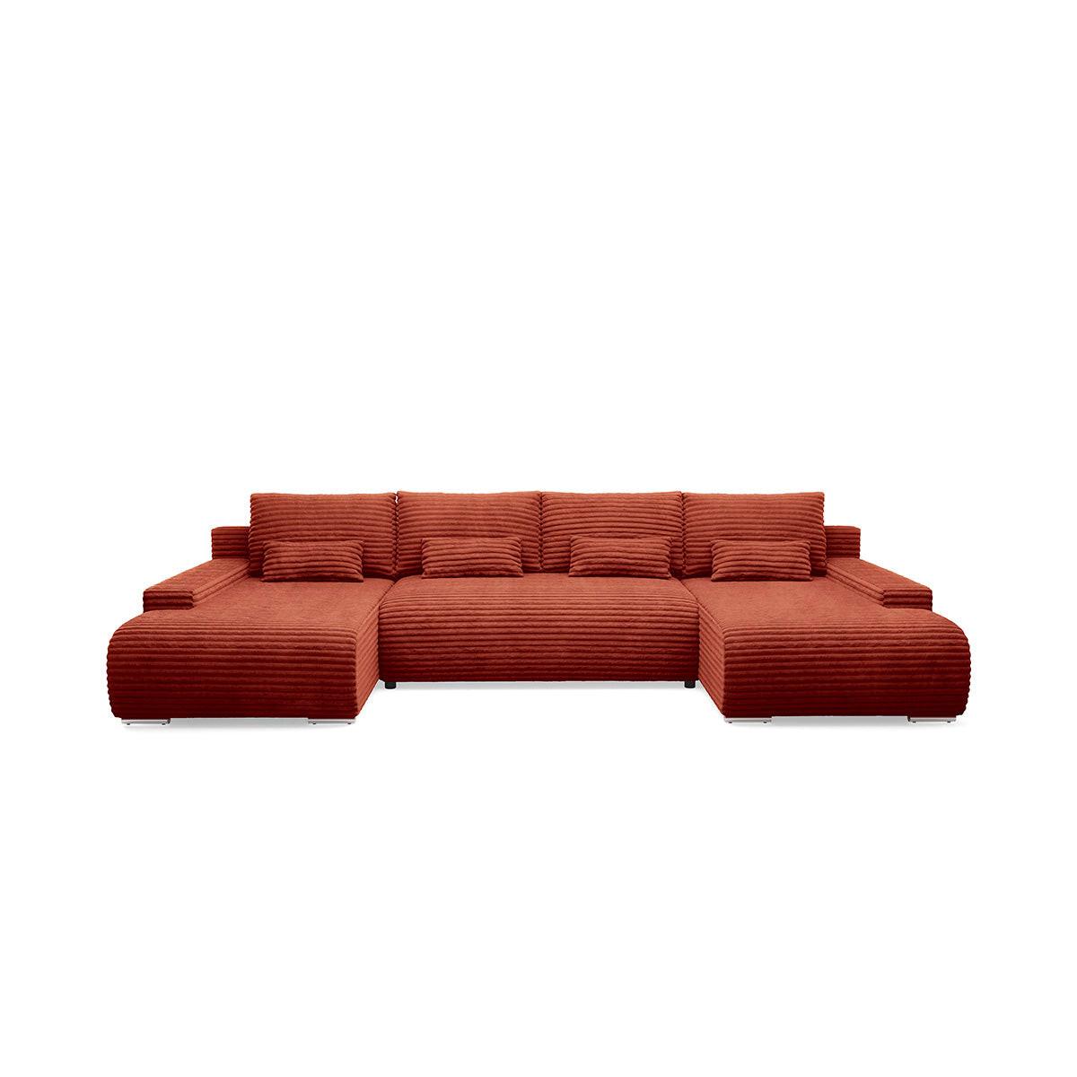 PANORAMASOFA Ivana 4 Sitzplätze Terracotta - Orange, Holz (350/85/172cm) - Petits-meubles