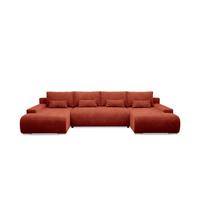PANORAMASOFA Ivana 4 Sitzplätze Terracotta - Orange, Holz (350/85/172cm) - Petits-meubles
