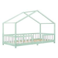 HAUSBETT Treviolo - Weiß/Mintgrün, Holz (90/200cm) - [en.casa]