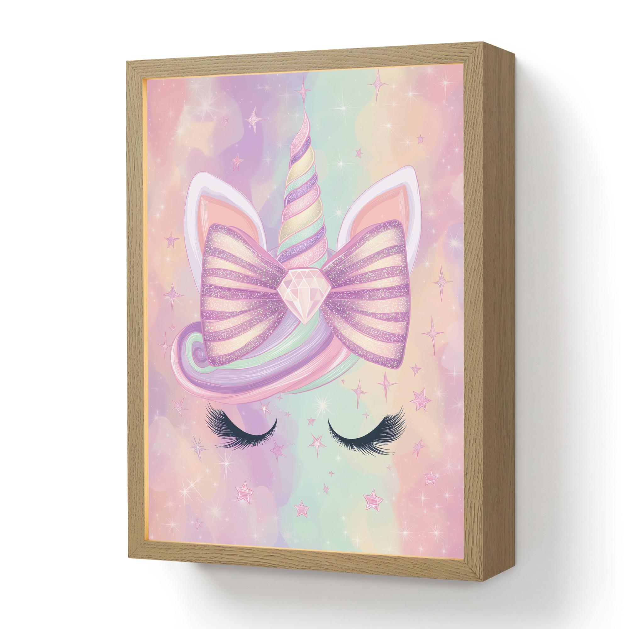 NACHTTISCHLAMPE MIT AKKU Einhorn - Glitzer - Regenbogen - Pastell 30x40 cm - Hellrosa, Holzwerkstoff (8/30/40cm) - OnlyWow