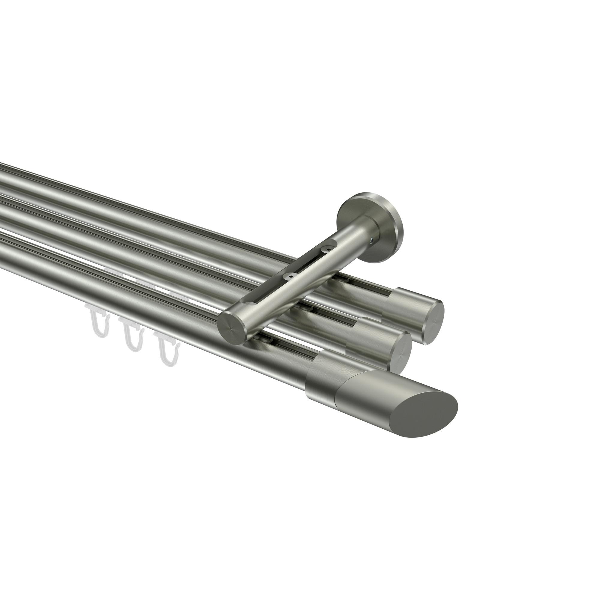 GARDINENSTANGE INNENLAUF Siteno Verano 420 cm (geteilt in 3 x 140 cm), 3-läufig, 20 mm Ø Edelstahl-Optik - Edelstahlfarben/Silberfarben, Metall (420cm) - INTERDECO