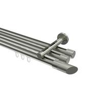GARDINENSTANGE INNENLAUF Siteno Verano 420 cm (geteilt in 3 x 140 cm), 3-läufig, 20 mm Ø Edelstahl-Optik - Edelstahlfarben/Silberfarben, Metall (420cm) - INTERDECO