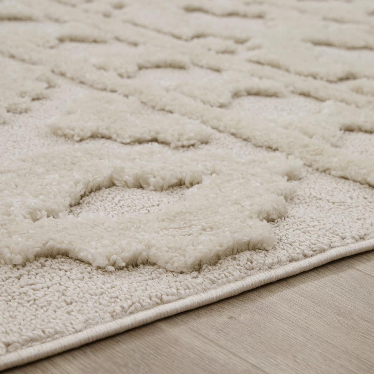 HOCHFLORTEPPICH, mit 3D-Struktur, aus Polypropylen, Creme, 60 x 100 cm - Beige, Textil (100/60cm) - KADIMA DESIGN