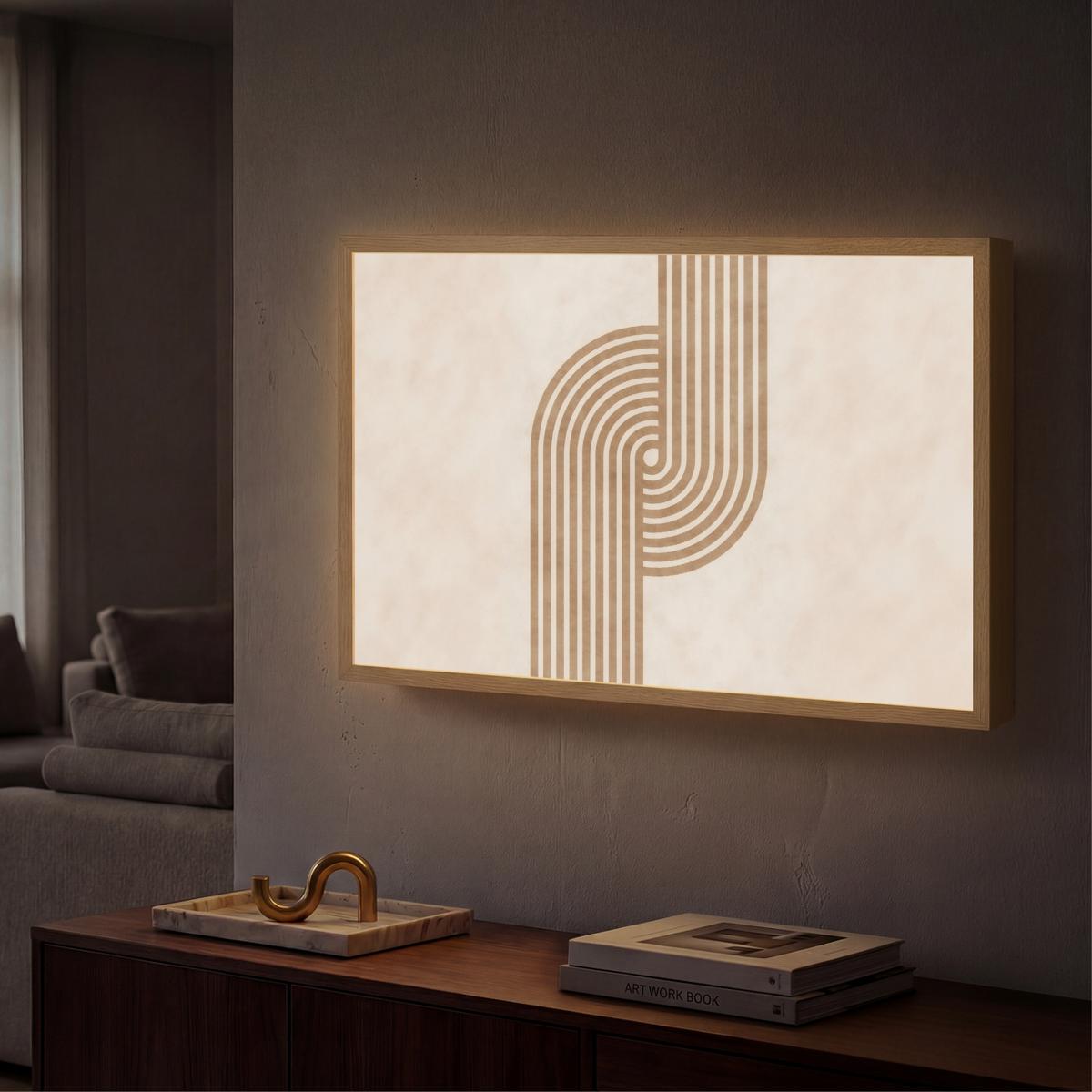 WANDLEUCHTE MIT AKKU Symmetrische Biegung - kupferfarbig 60x40 cm - Beige, Holzwerkstoff (60/40/8cm) - OnlyWow