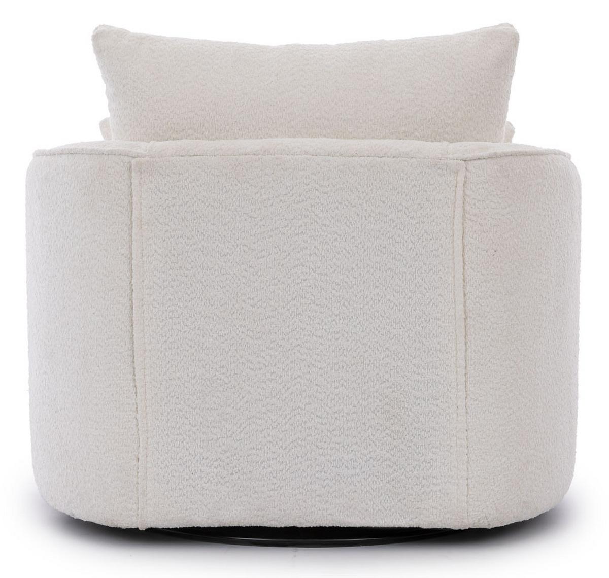 DREHSESSEL Ted aus Weiß Boucle-Stoff - Schwarz/Weiß, Holz/Textil (107/94/100cm) - S-Style Möbel