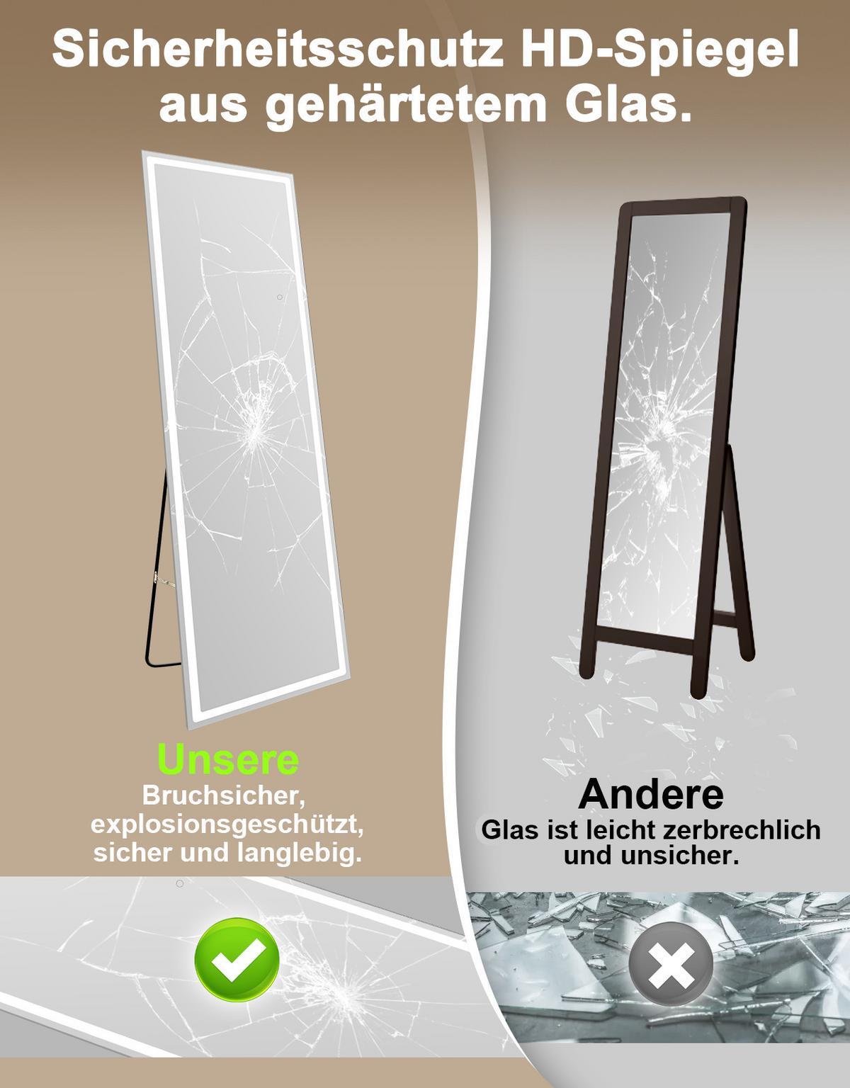 GANZKÖRPERSPIEGEL Rhyvith 160/50/34 cm - Weiß, Glas/Metall (50/34/160cm) - ZMH
