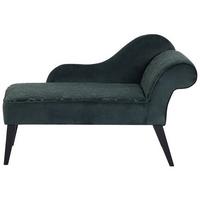 CHAISELONGUE Samtstoff dunkelgrün Blättermuster rechtsseitig Biarritz - Grün, Textil (116/77/56cm) - Beliani