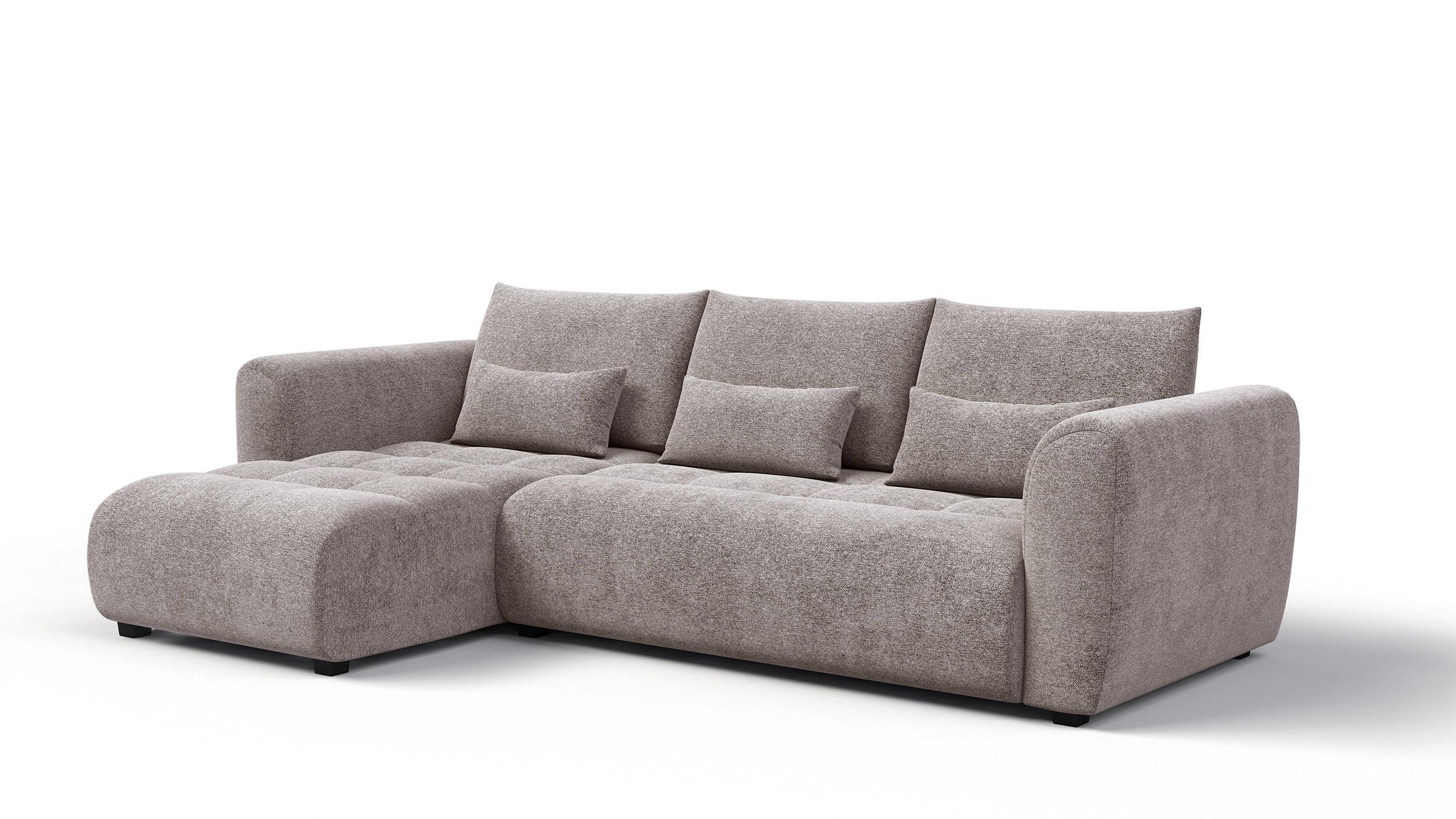 ECKSOFA SORENO 4-Sitzer, dunkelbeige - Beige/Schwarz, Holz/Textil (293/171cm) - Wozimo
