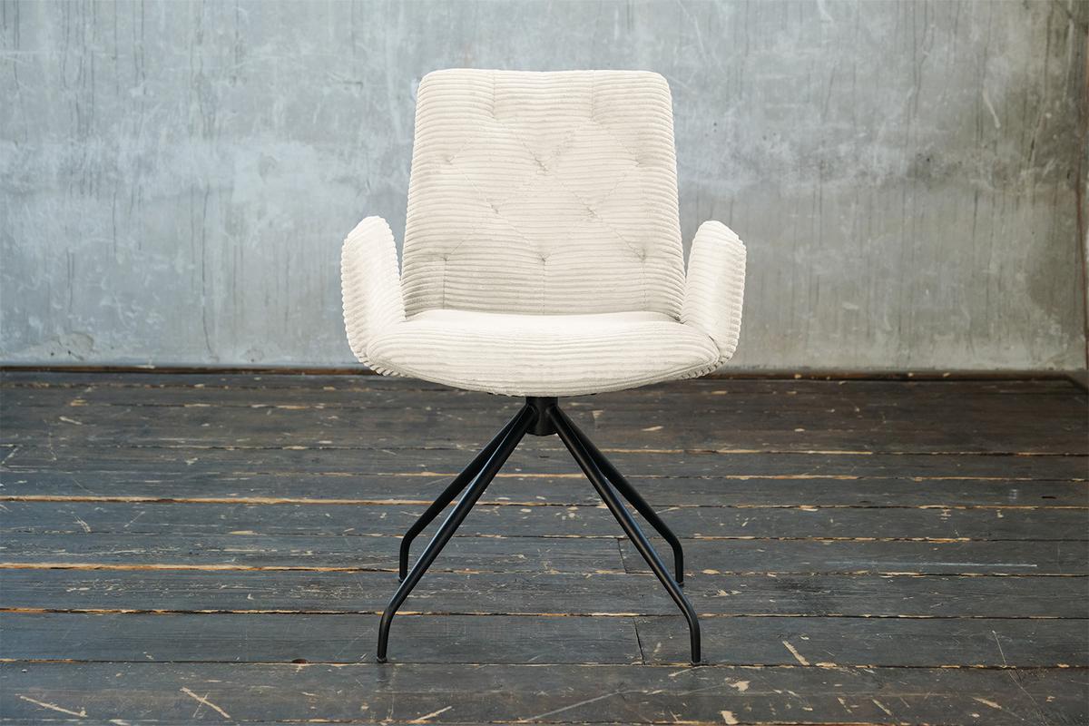 DREHSTUHL NEW CHARME Cremeweiß Cord (1er-Set) - Creme, Textil (59/87/66cm) - KAWOLA