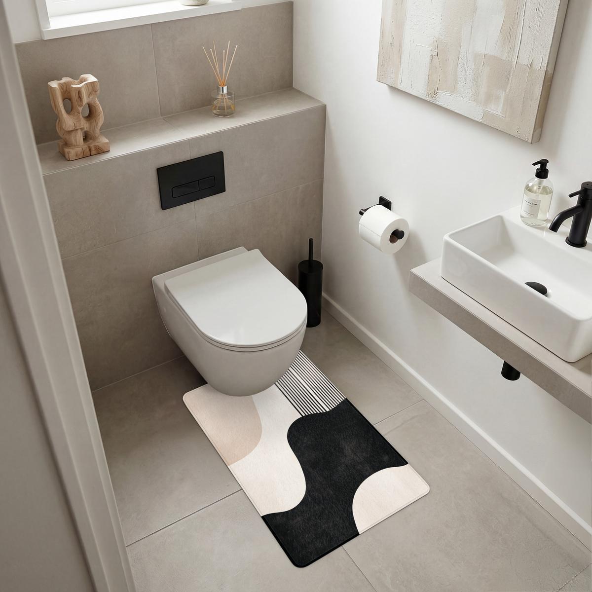 WC-VORLEGER Abstrakt - Japandi - Beige - Modern WC Teppich 50x80 cm - Beige, Textil (50/1cm) - OnlyWow