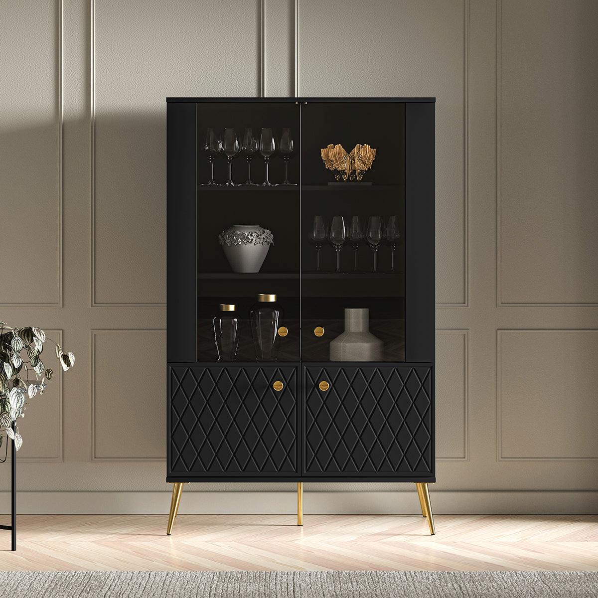 GESCHIRRSCHRANK Manoé Schwarz - Schwarz, Holzwerkstoff (92/149/40cm) - Petits-meubles