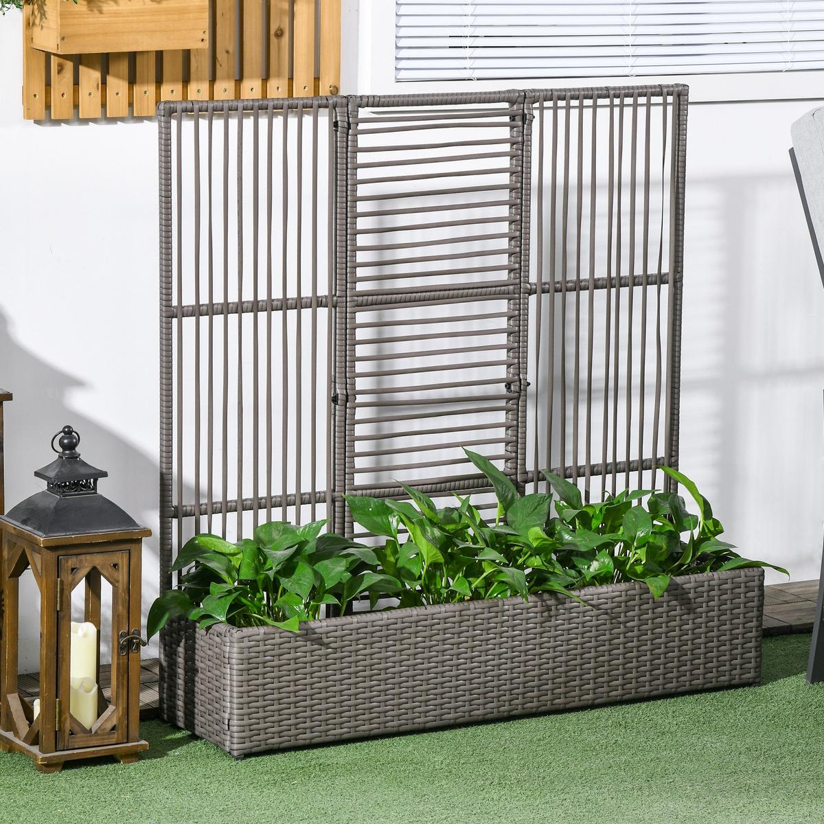HOCHBEET PE-Rattan Stahl Grau - Grau, Kunststoff (29/103/103cm) - Outsunny