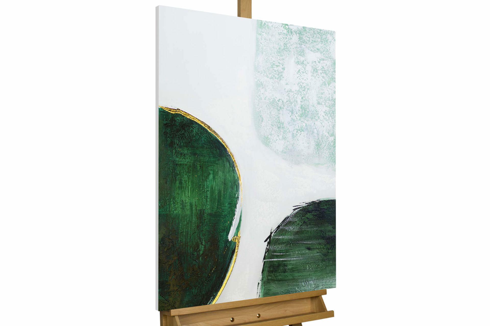 ACRYLBILD HANDGEMALT 60/90 cm - Weiß/Grün, Holz/Textil (60/90cm) - KUNSTLOFT