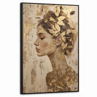 LEINWAND Bilder mit Rahmen - Frau - Gold - Abstrakt - Textur - 60x90 - Goldfarben, Textil (60/90cm) - MuchoWow