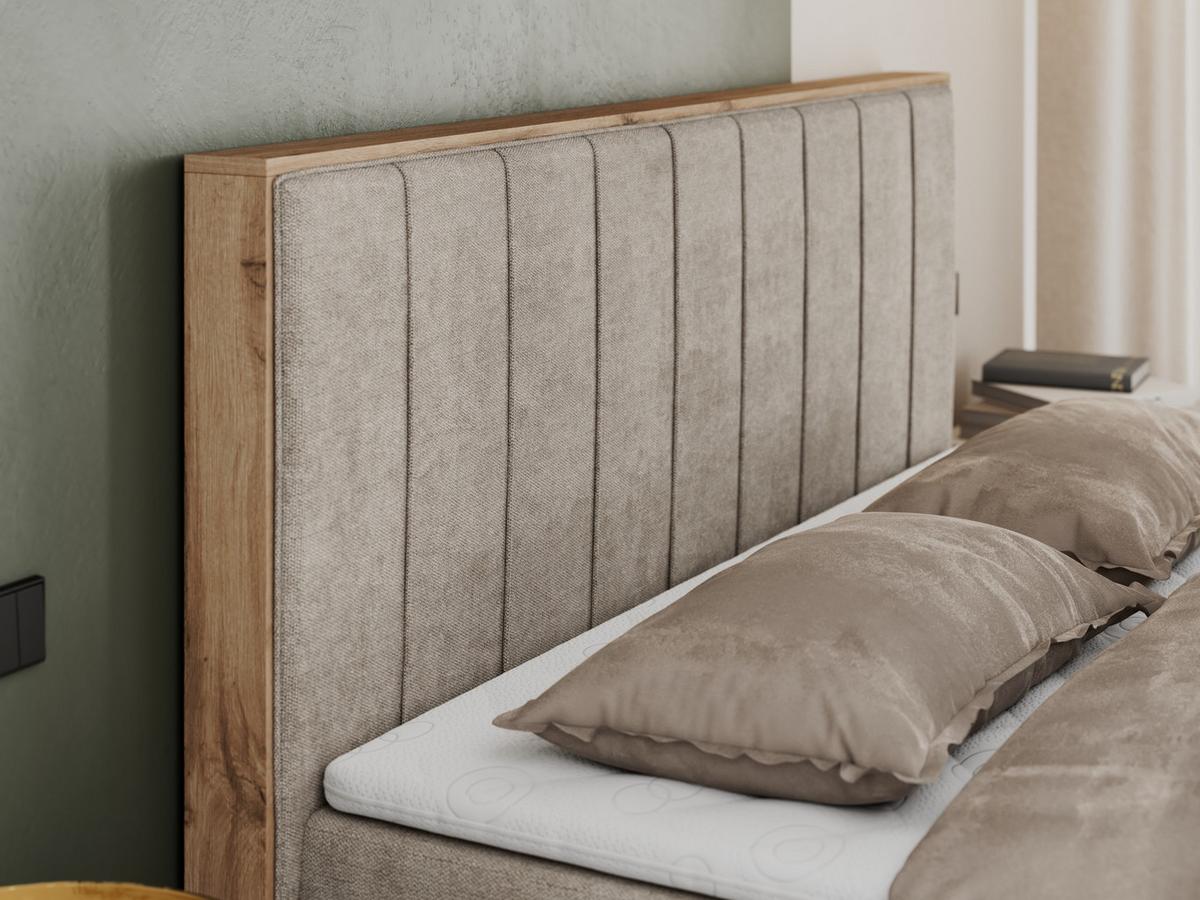 BOXBETT BELLISSIMO 140/200 Beige Struktur - H3 - Beige, Holz/Textil (140/200cm) - MKS