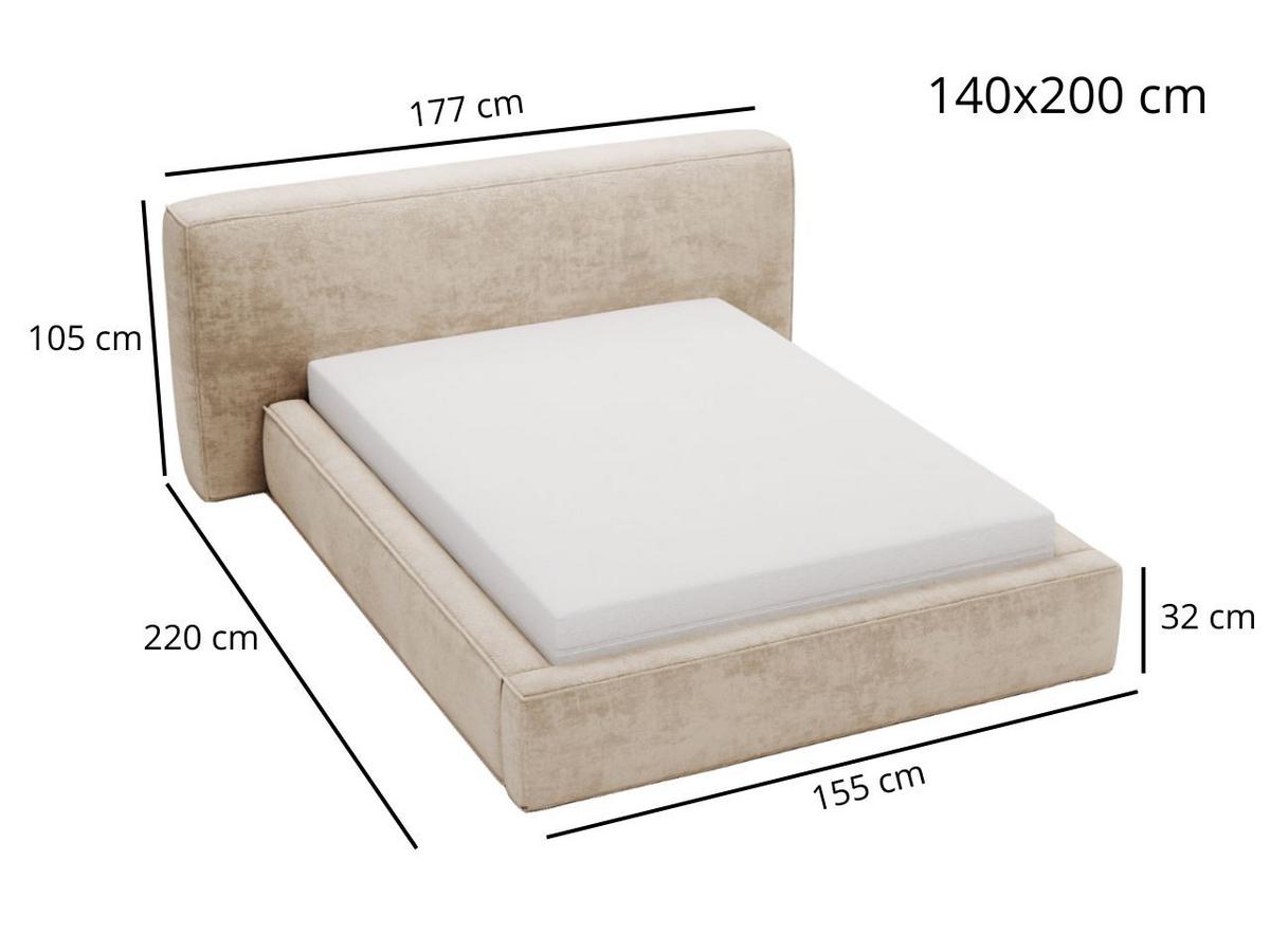POLSTERBETT Monza 140x200 Beige - Beige, Textil (140/200cm) - Graingold