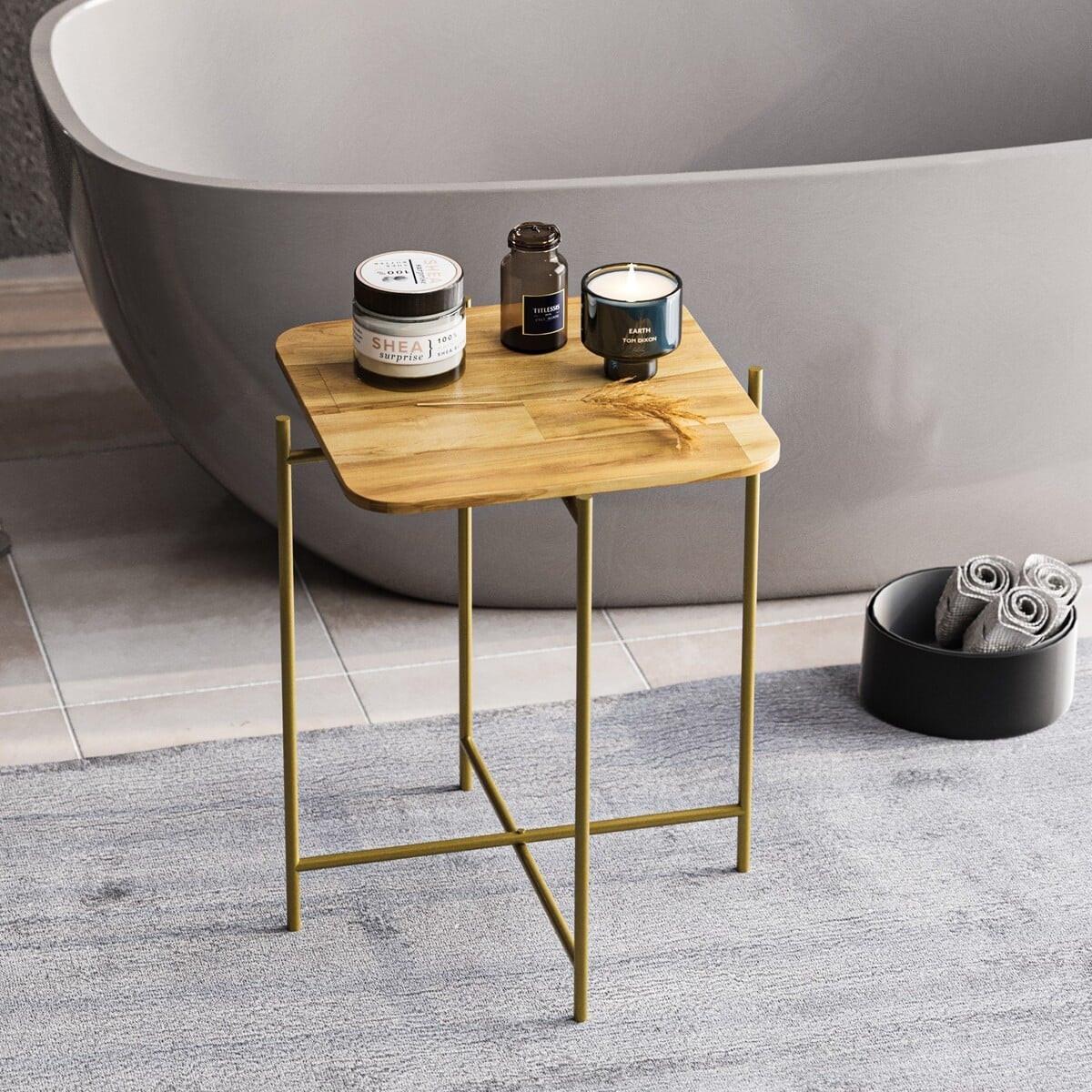 QUADRATISCHER beistelltisch mit metallfüssen 46/46/56 cm - Goldfarben, Metall (60/46/56cm) - Calicosy