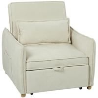 SCHLAFSESSEL Polyester Eukalyptusholz Cremeweiß - Eukalyptusholzfarben/Creme, Holz/Textil (84/87/88cm) - HOMCOM