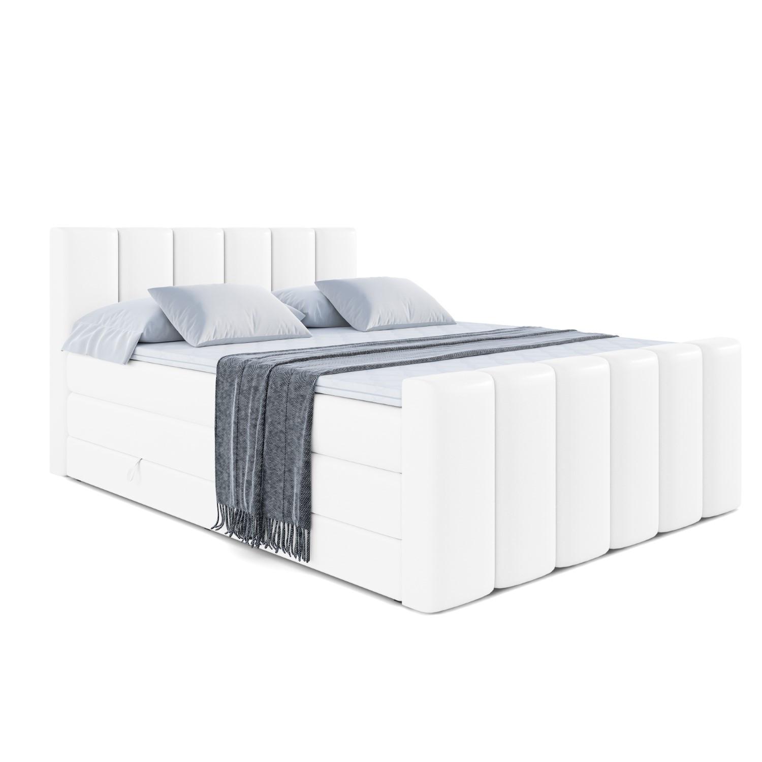 BOXSPRINGBETT BOXI1-Z KING - 120x200 - H3/H4 - Weiß Hochglanz - Weiß Hochglanz, Holzwerkstoff (120/200cm) - ALTDECOR