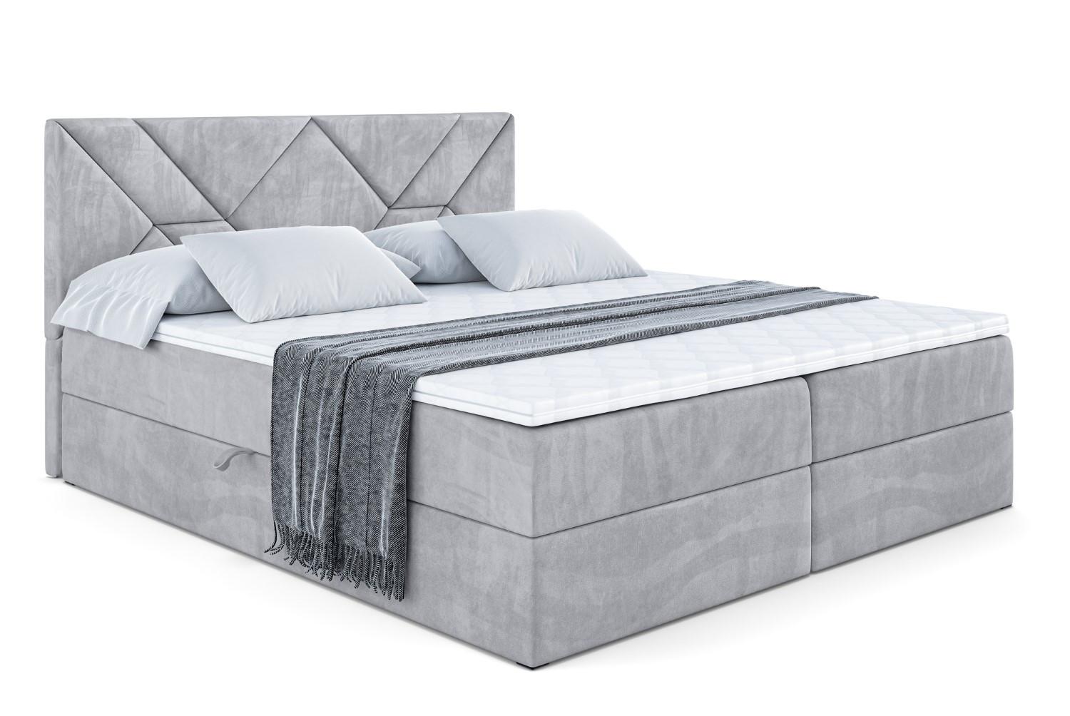 BOXBETT mit Matratze H4 und Lattenrost - BARWA - 140 x 200 - H4 - Hellgrau - Hellgrau, Holzwerkstoff (140/200cm) - ALTDECOR