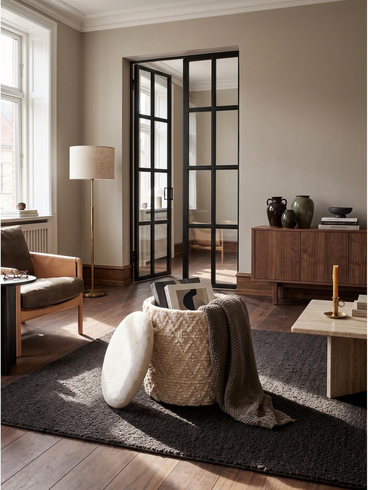 SITZHOCKER RHONE, Stoff, mit Textilbezug, mit Noppenstruktur, Creme, Ø 40 x 45 cm - Beige/Creme, Textil (40/45/40cm) - KADIMA DESIGN