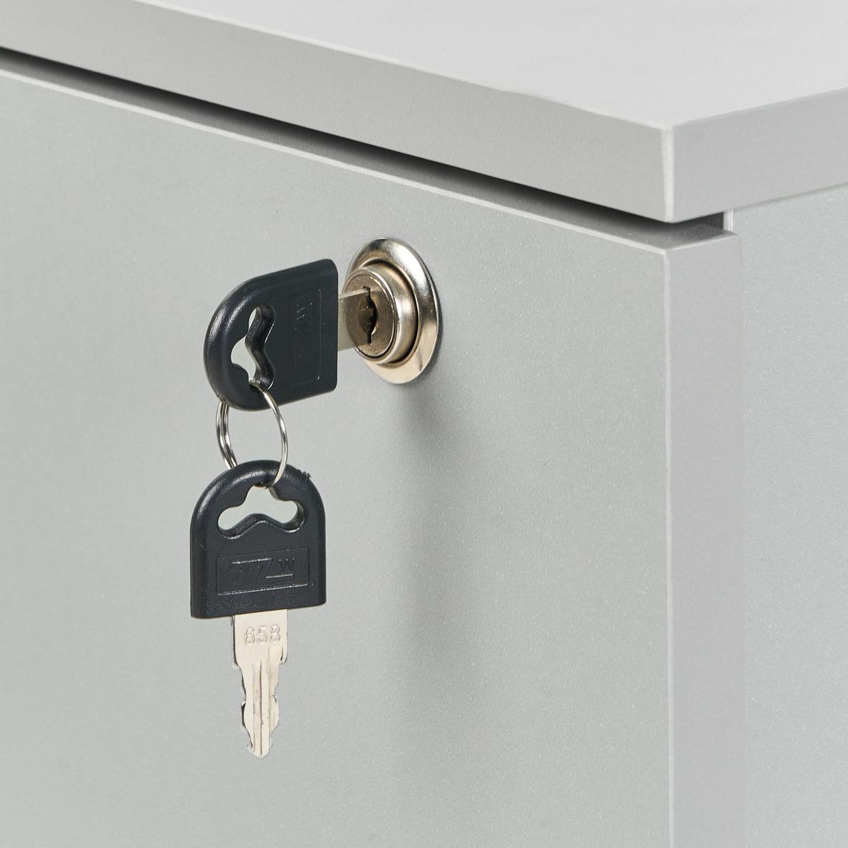 BÜROSCHRANK Hellgrau Johnson - Hellgrau/Schwarz, Holzwerkstoff (40/62/40cm) - Beliani