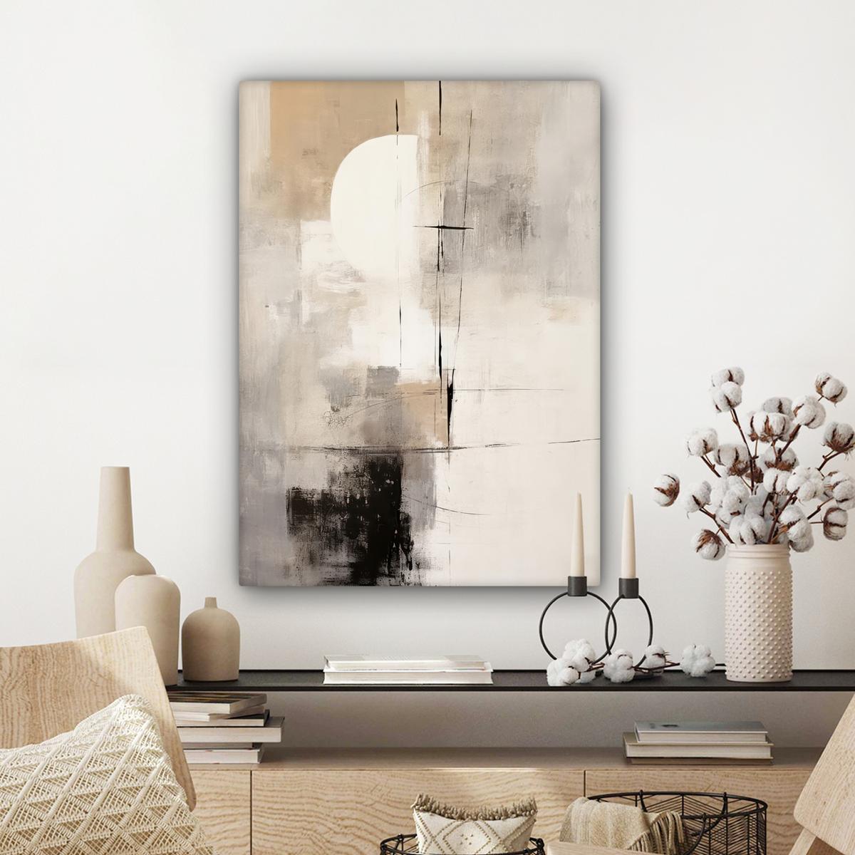 LEINWANDBILD Abstrakt - Kunst - Grau Wandbild Wohnzimmer 60x80 cm - Hellgrau, Textil (60/80cm) - MuchoWow